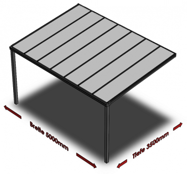 Preview: Überdachung mit VSG 8,76 mm matt, 5 x 3,5 m